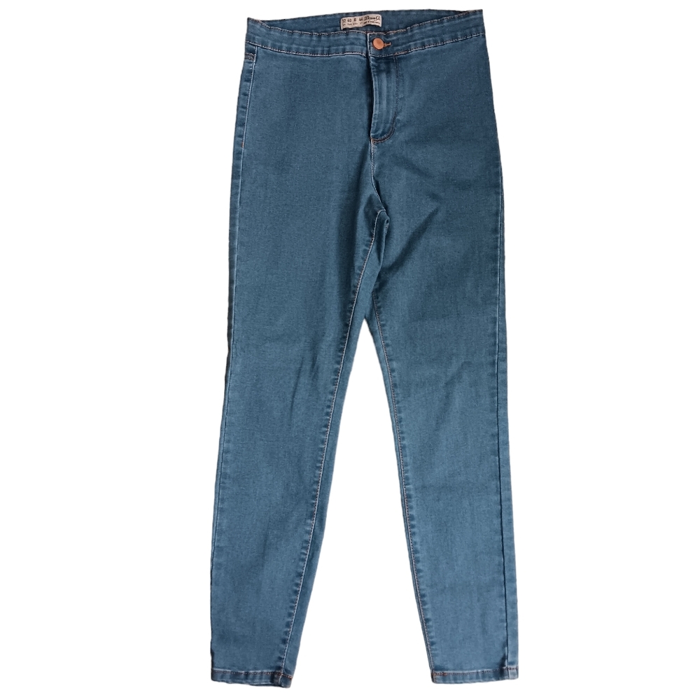 Denim Co@Primark Blue Straight Leg Stretchy Jeggings Back Pockets Women's Sz 8